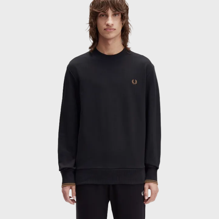Fred Perry M7535 Crewneck Sweatshirt - S77 Black/Shaded Stone