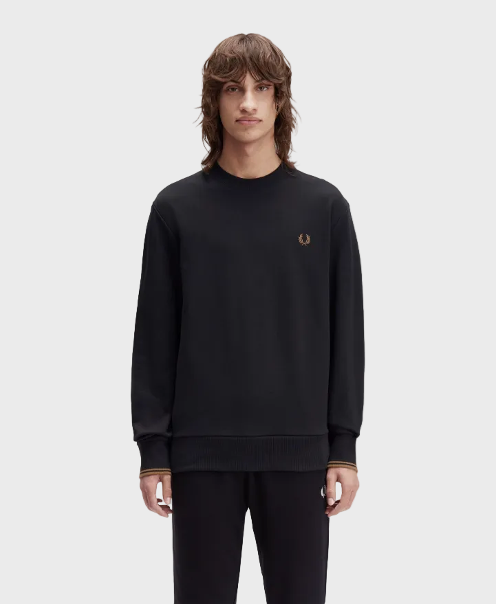Fred Perry M7535 Crewneck Sweatshirt - S77 Black/Shaded Stone
