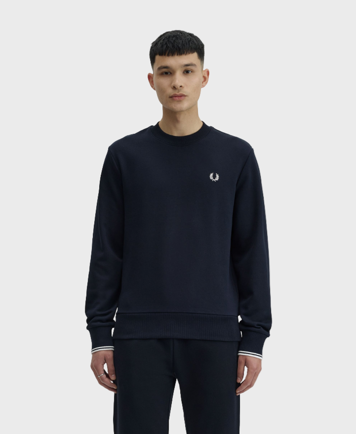 Fred Perry Mens M7535 Crew Neck Sweatshirt 248 - Navy