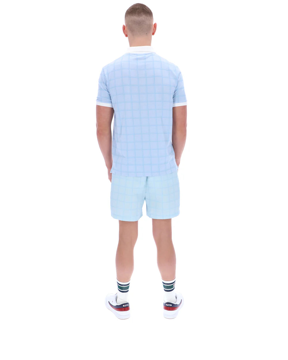 Fila SS26MH060 Ignazio Tonal Check Polo T-Shirt 137 - Skyway/Fila Navy