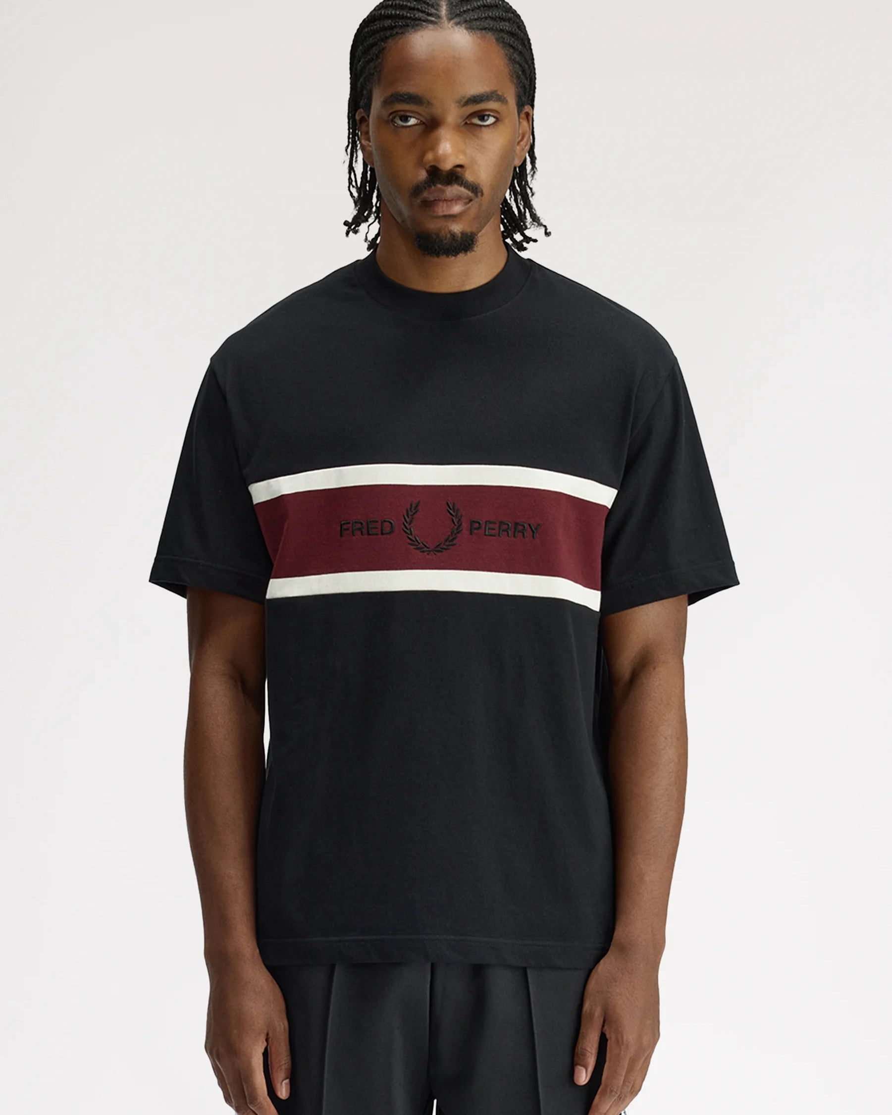 Fred Perry M2405 Embriodered Panel T-Shirt - Black