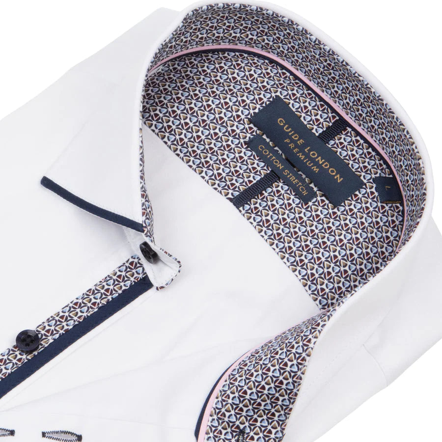 Guide London LS76770 Shirt - White/Navy