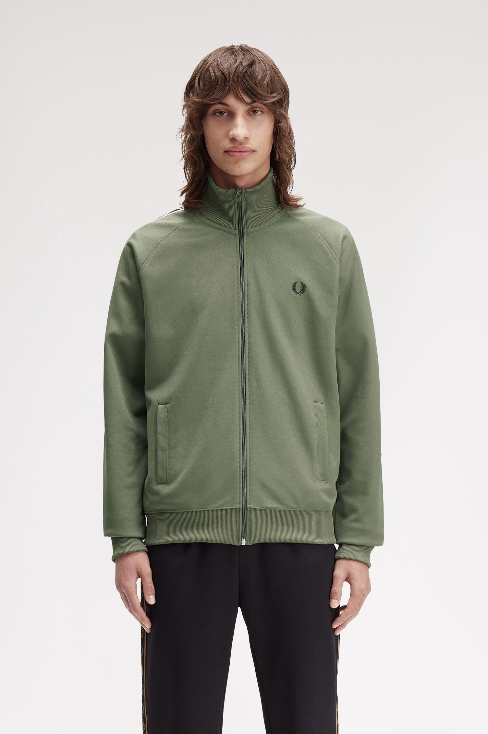 Fred Perry J4620 Taped Track Jacket Z50 Laurel Wreath Green/Black