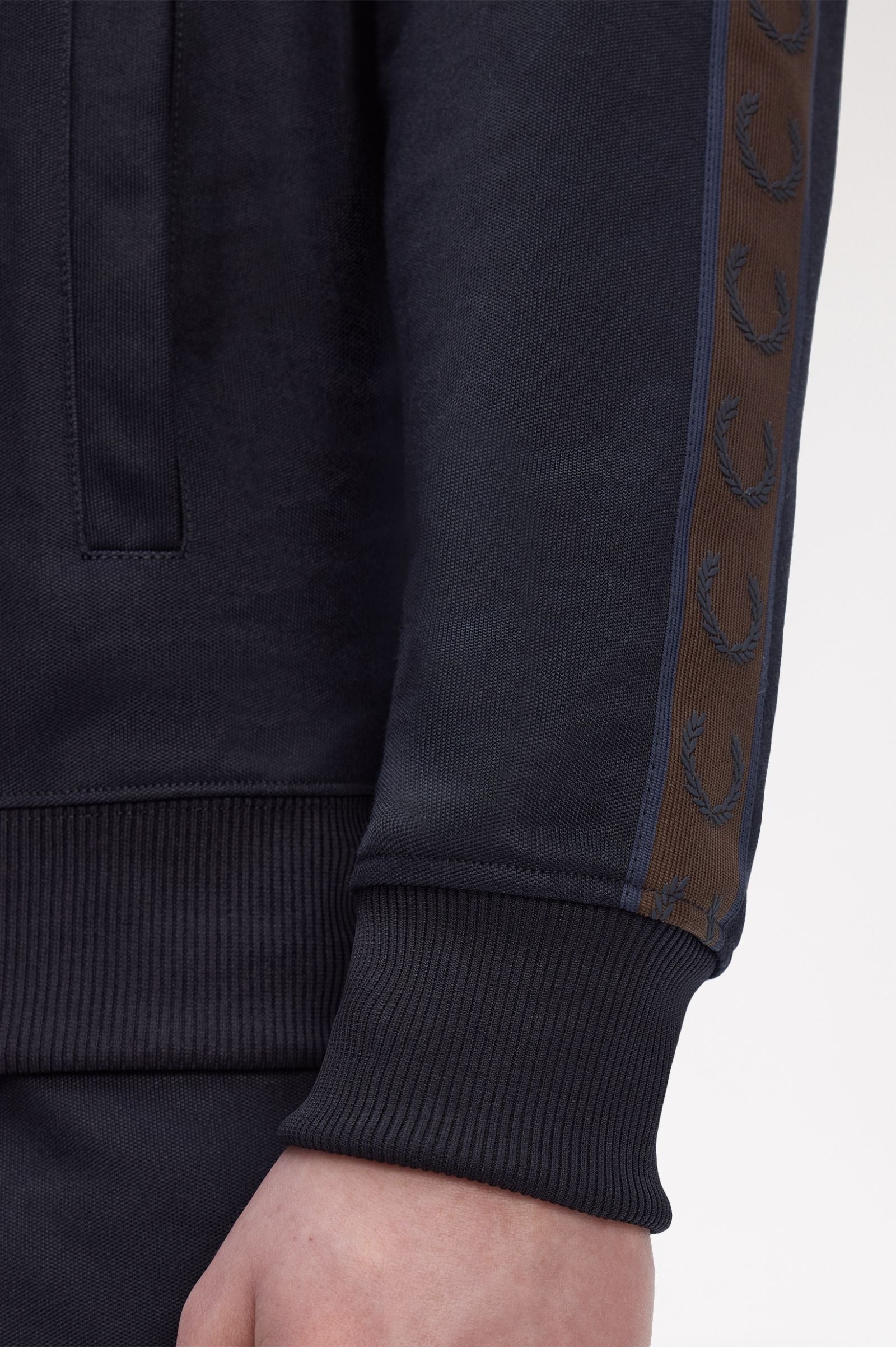 Fred Perry J5557 Contrast Tape Track Jacket - 40A Navy / Burnt Tobacco