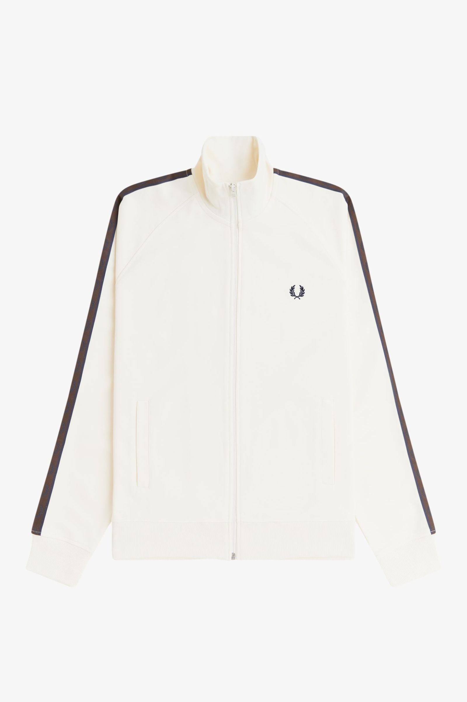 Fred Perry J5557 Contrast Tape Track Jacket - 42A Ecru/Burn Tobacco