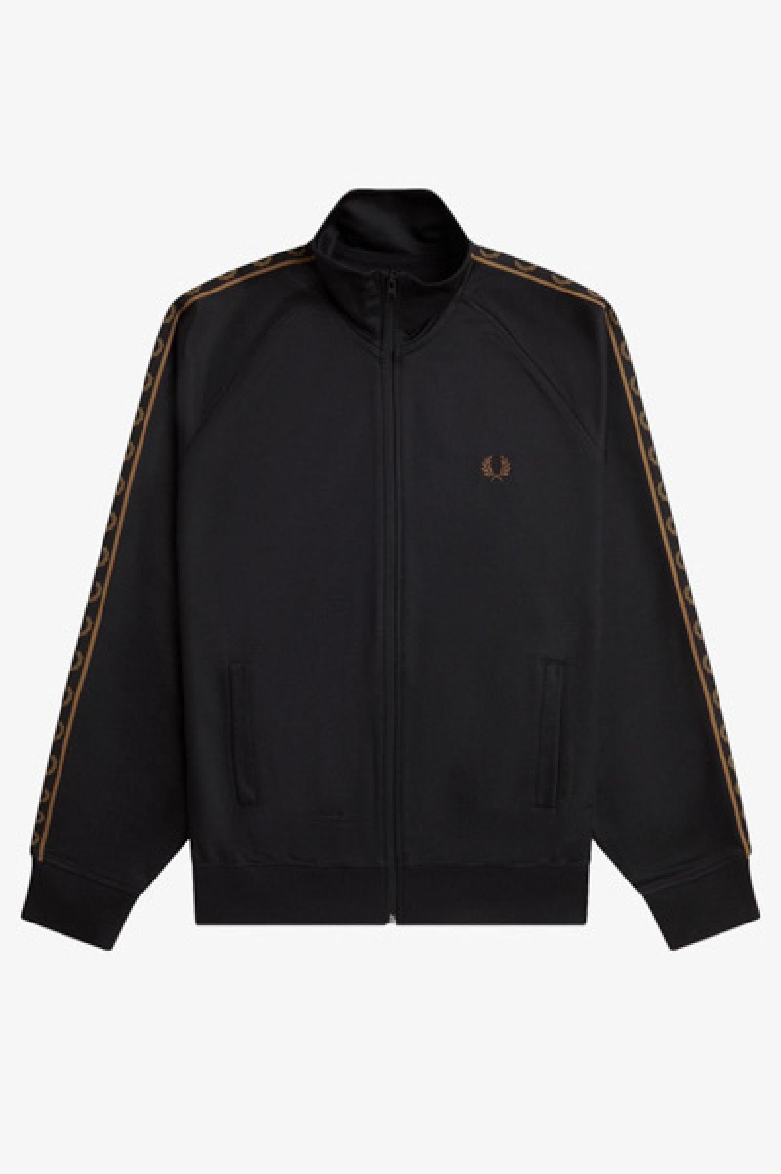 Fred Perry J5557 Contrast Taped Track Jacket - S77 Black / Shaded Stone