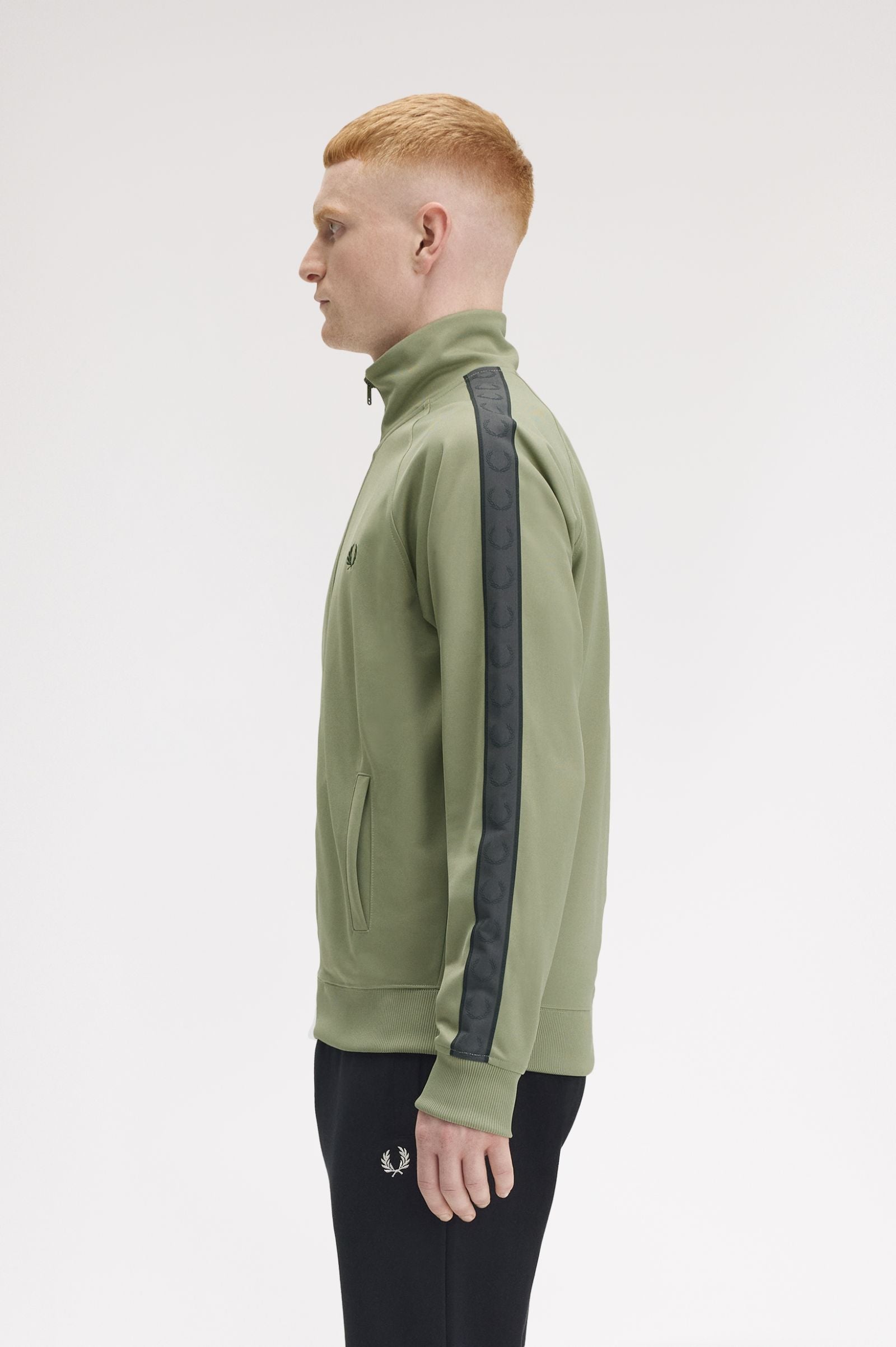 Fred Perry J5557 Contrast Tape Track Jacket - Z07 Olive/Anchor