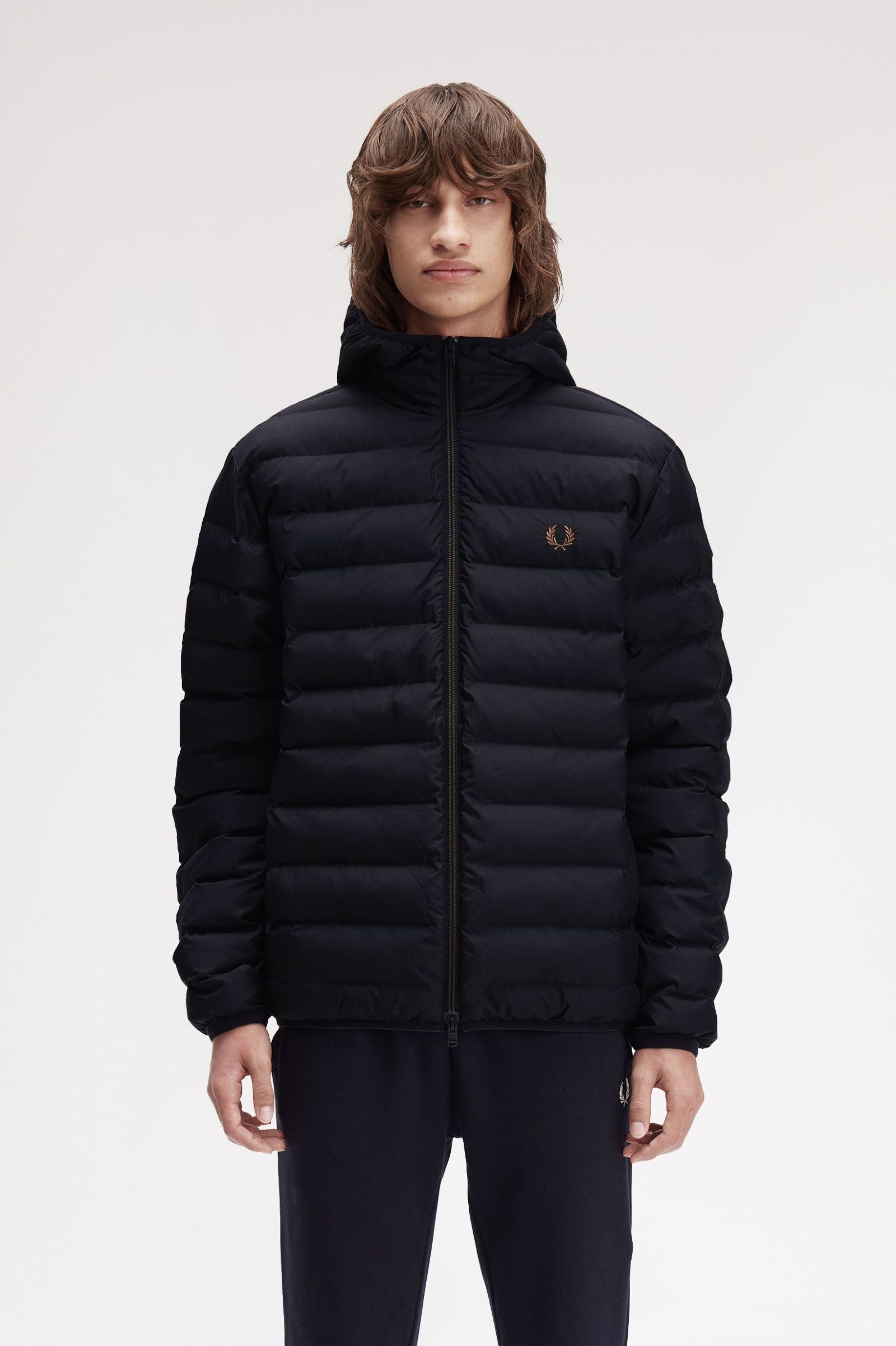 Fred Perry J8553 Hooded Insulated Jacket 184 Black