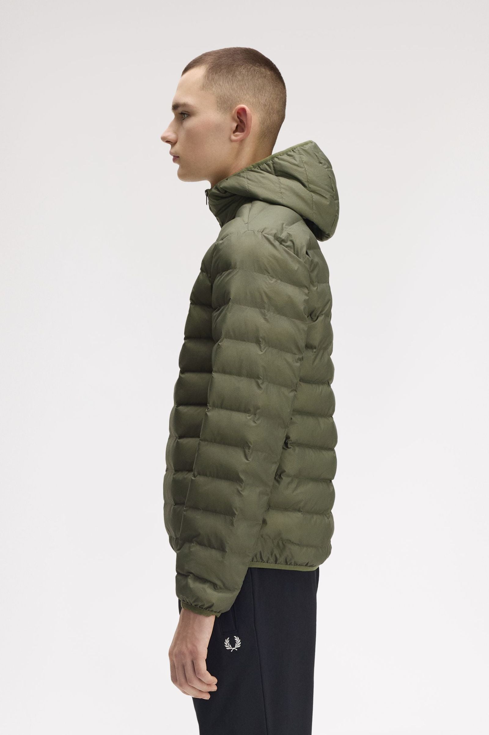Fred Perry J8553 Hooded Insulated Jacket - X21 Laurel Wreth Green
