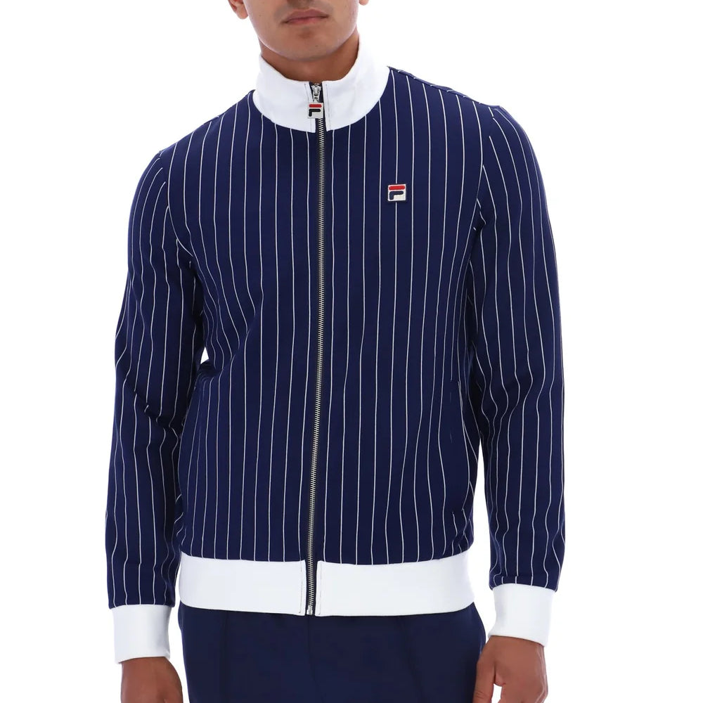 Fila FW26MH025 Jafari Striped Track Jacket W/ Bamboo Badge 410 - Fila Navy/Gardenia
