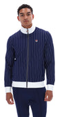 Fila FW26MH025 Jafari Striped Track Jacket W/ Bamboo Badge 410 - Fila Navy/Gardenia
