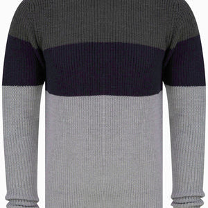 Kensington Levy Tri-Colour Block Crew Neck Soft Knitted Jumper