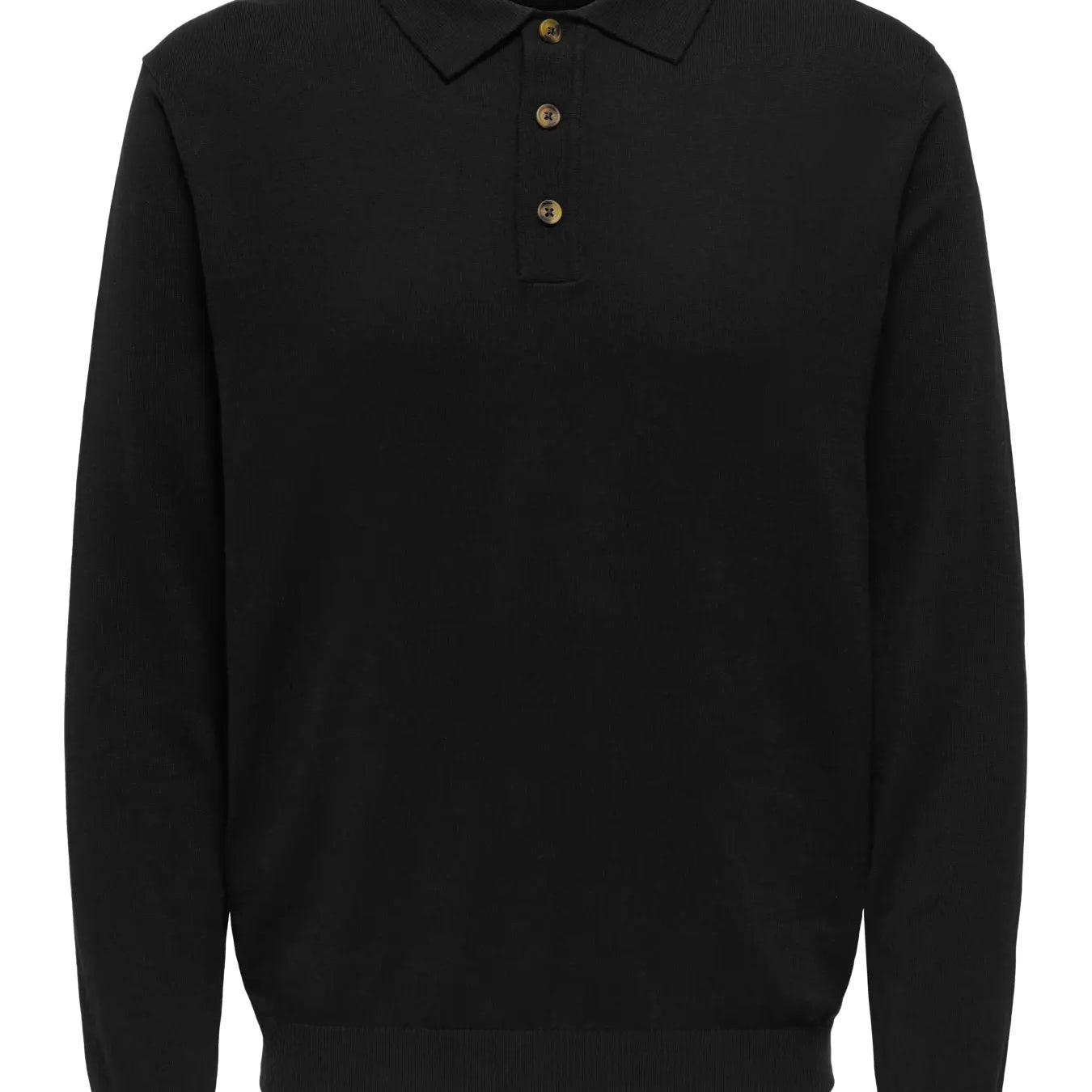 Only & Sons Loui Knitted LS Polo - Black