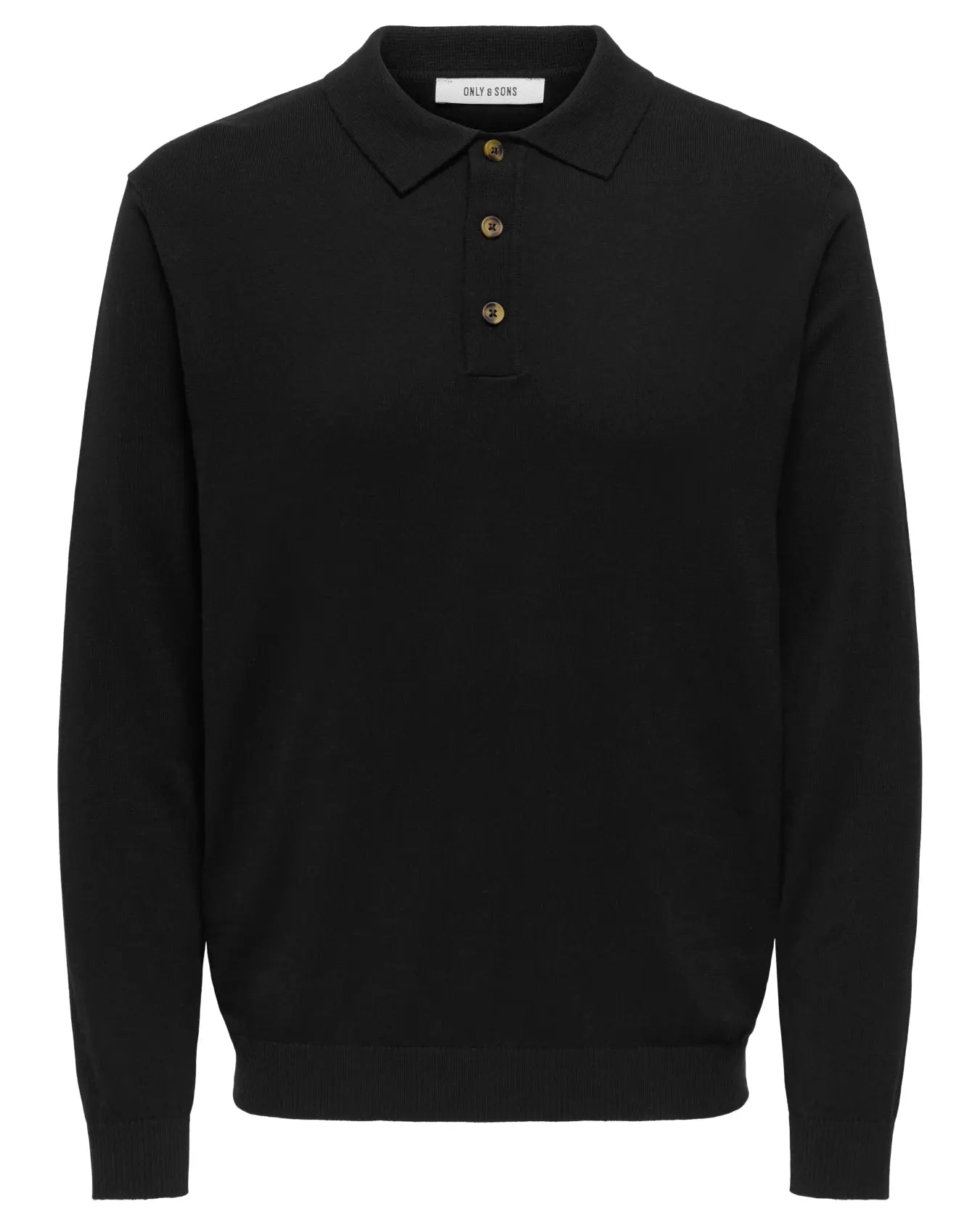 Only & Sons Loui Knitted LS Polo - Black