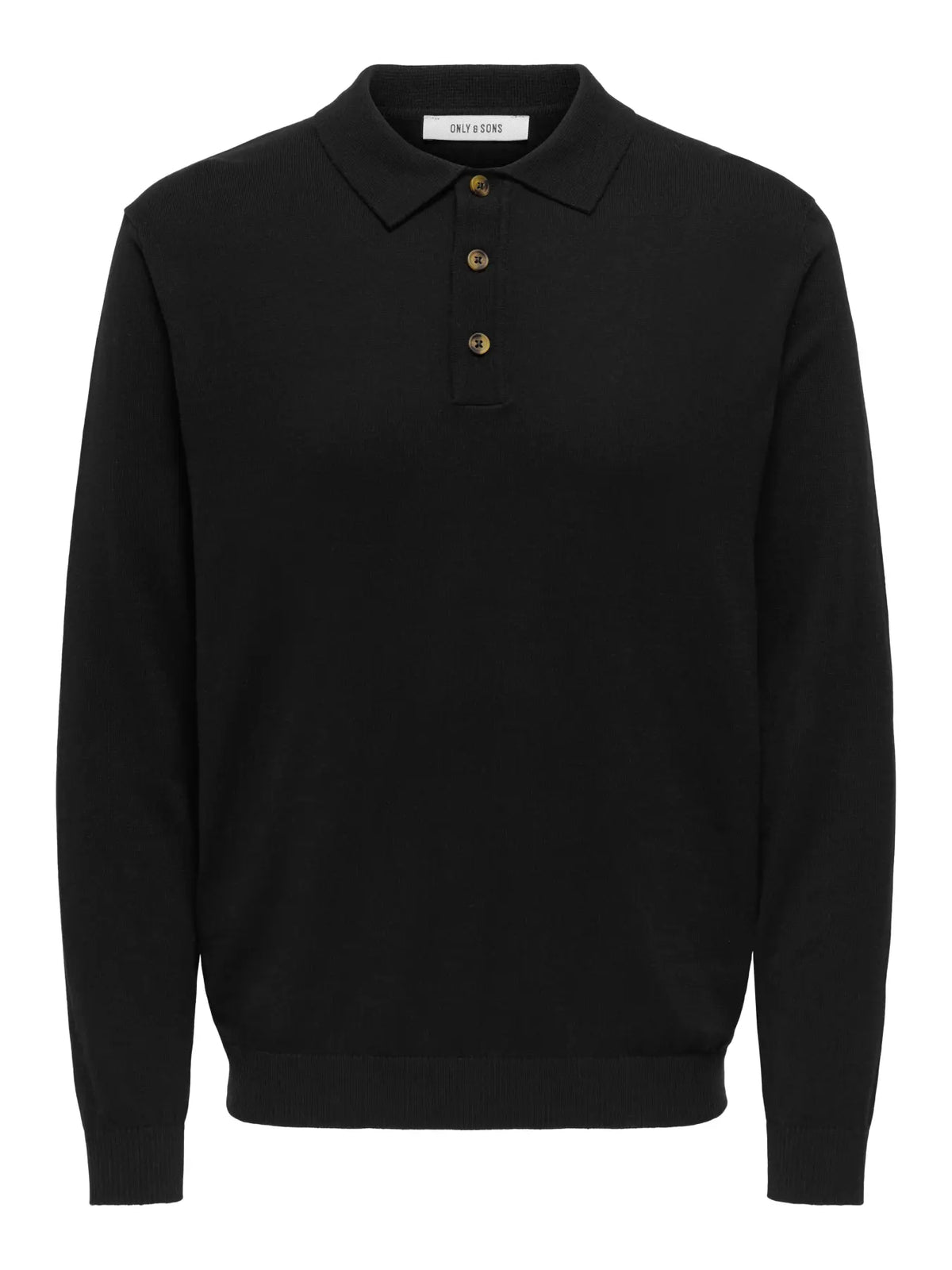Only & Sons Loui Knitted LS Polo - Black