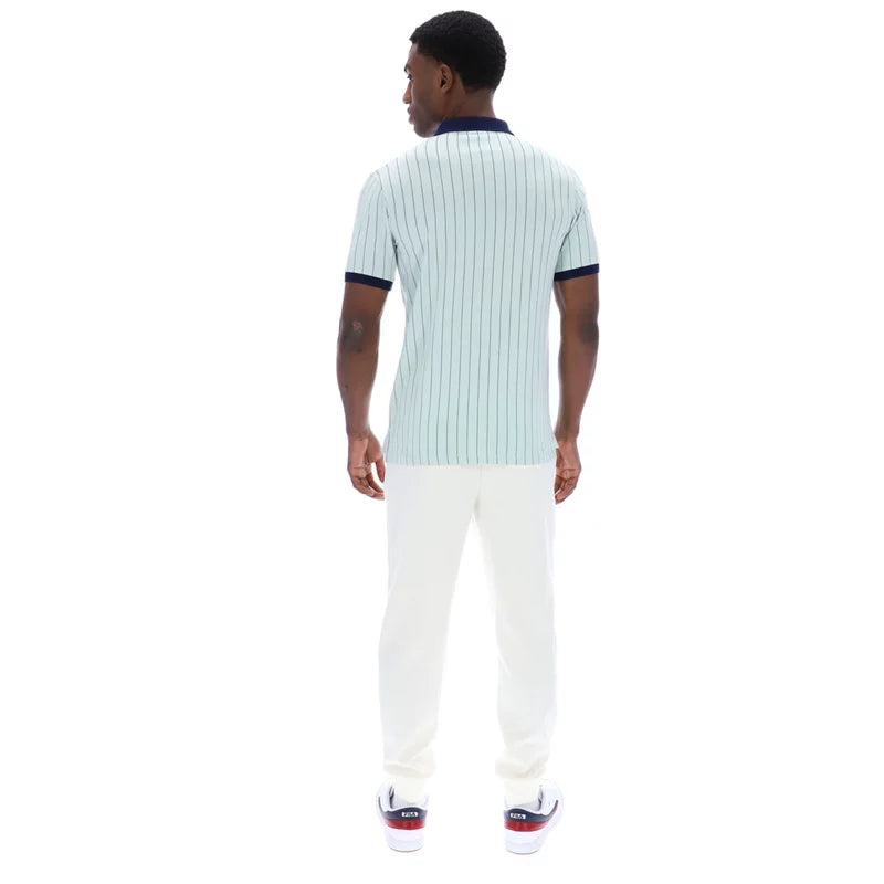Fila LM1839AT Classic Vintage Striped Polo T-Shirt - Surf Spray/Fila Navy/White