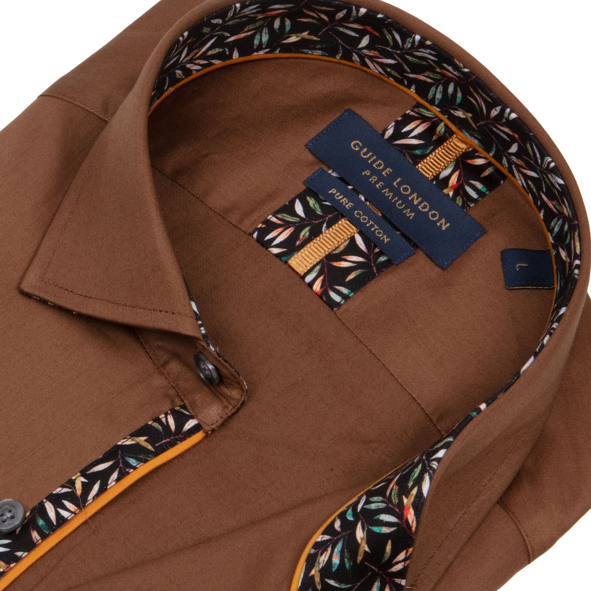 Guide London LS77005 Plain Shirt Brown