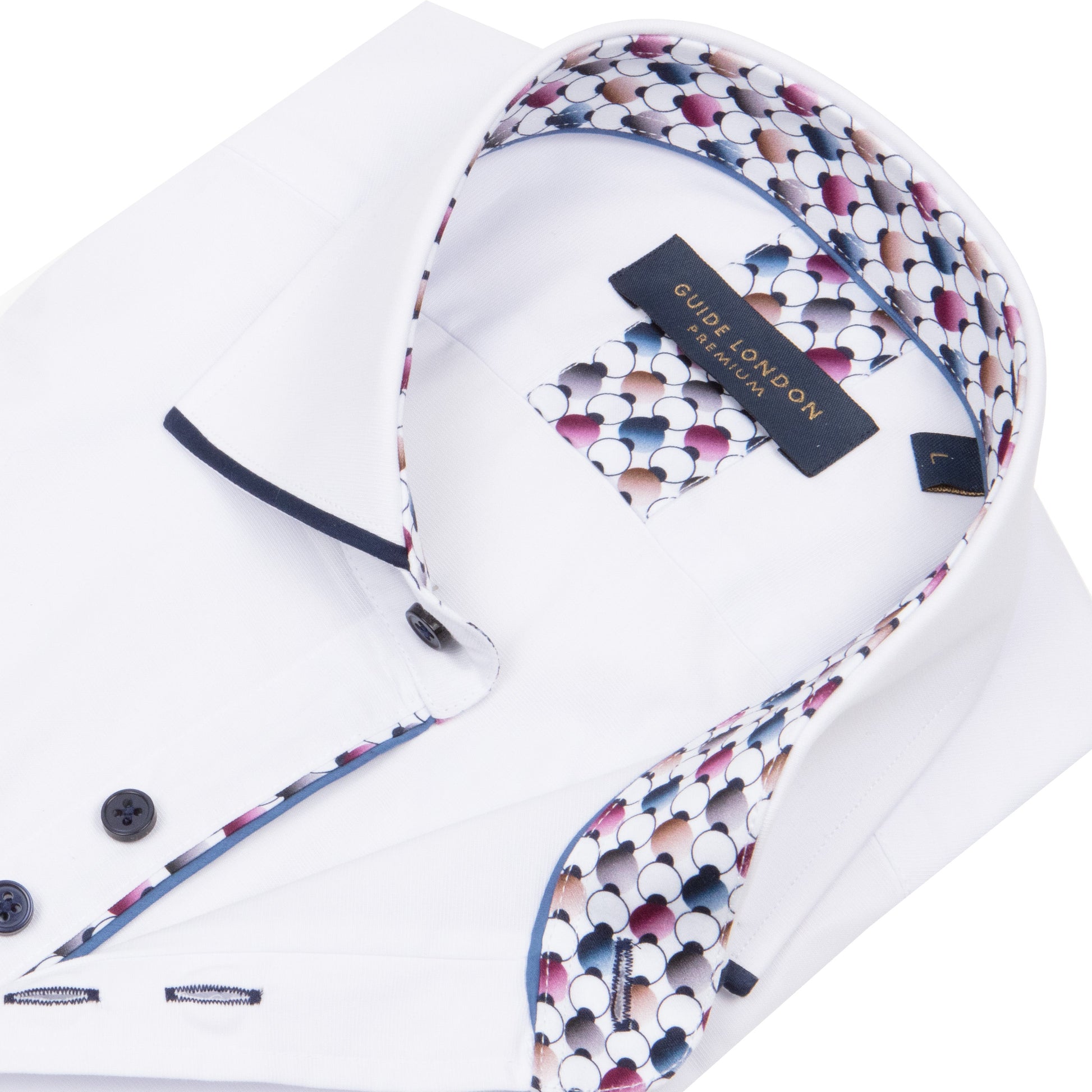 Guide London LS77006 Tipped Shirt White/Navy