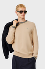 Lacoste AH5158 Striped Cotton Jersey Sweater - DV0 Beige/Navy Blue