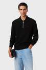 Lacoste AH5187 Cotton & Wool Blend Half-Zip Polo Collar Sweater - 031 Black