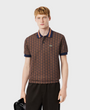 Lacoste DH1417 Classic Fit Monogram Jacquard Polo Shirt - 914 Purple/Brown