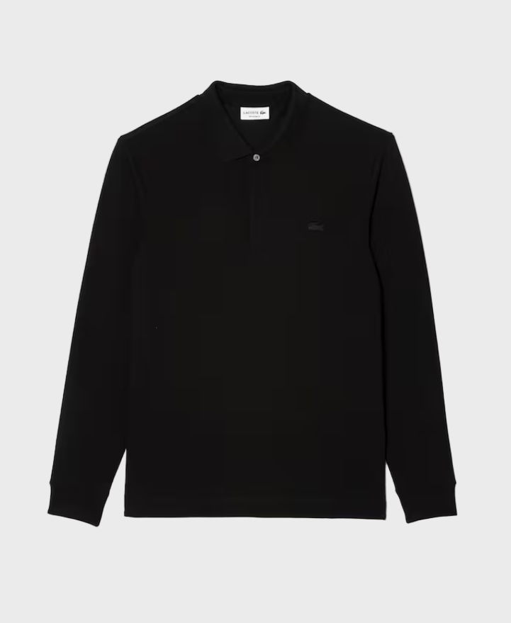 Lacoste PH2481 Regular Fit Paris Stretch Piqué Long Sleeve Polo Shirt 031 Black
