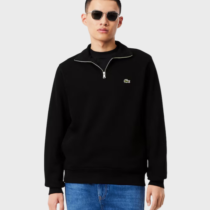 Lacoste SH1927 Zip-Up High Neck Interlock Sweatshirt - 031 Black