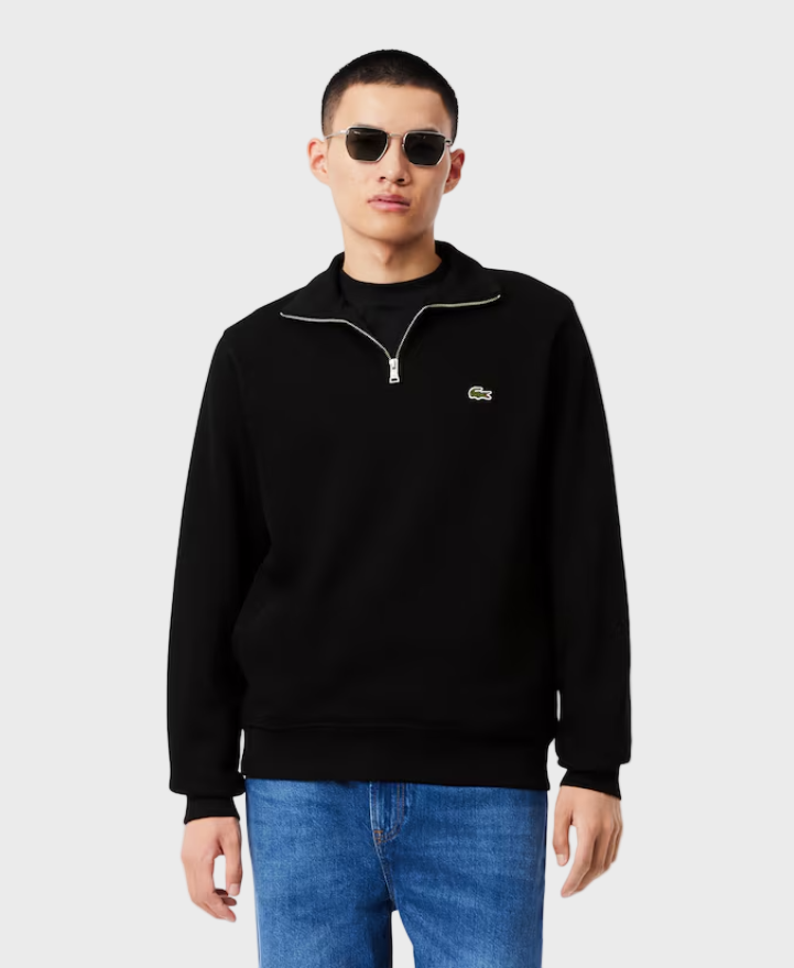 Lacoste SH1927 Zip-Up High Neck Interlock Sweatshirt - 031 Black