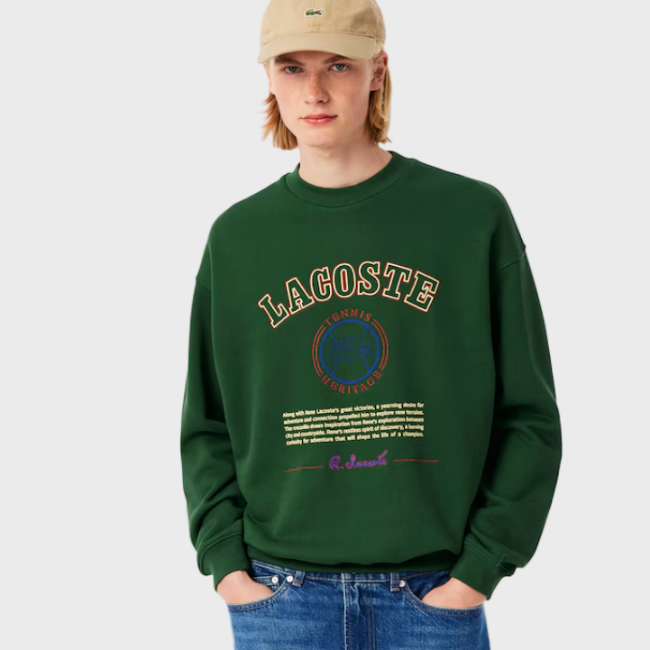 Lacoste SH5888 Heritage Embroidery Fleece Sweatshirt - 132 Pine Green