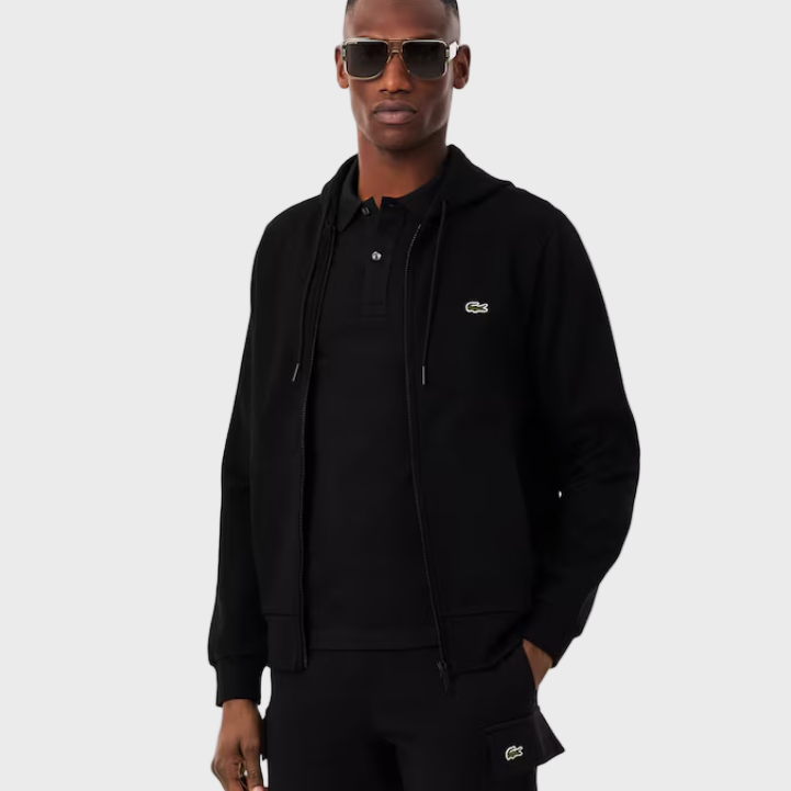 Lacoste SH9626 Zip-Up Fleece Hoodie - 031 Black
