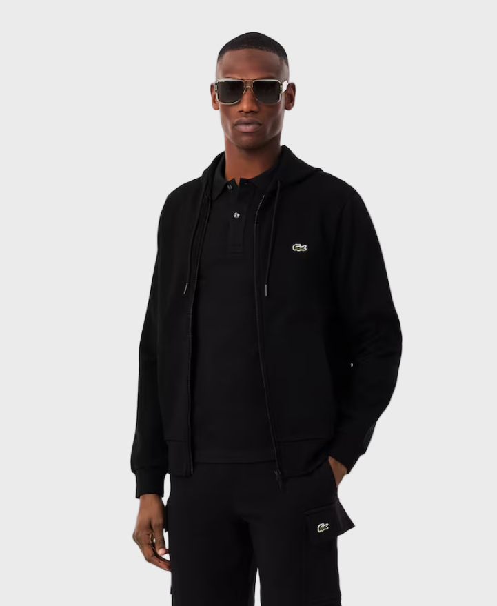 Lacoste SH9626 Zip-Up Fleece Hoodie - 031 Black