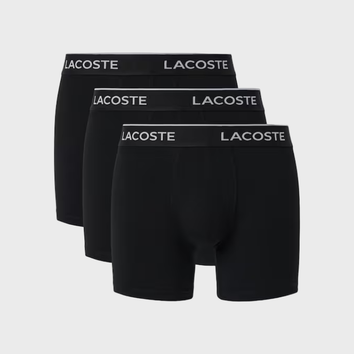Lacoste Stretch Cotton Boxer Briefs (3 Pack) - 031 Black