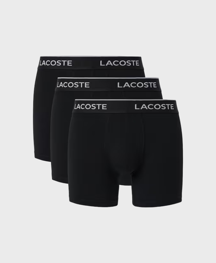 Lacoste Stretch Cotton Boxer Briefs (3 Pack) - 031 Black