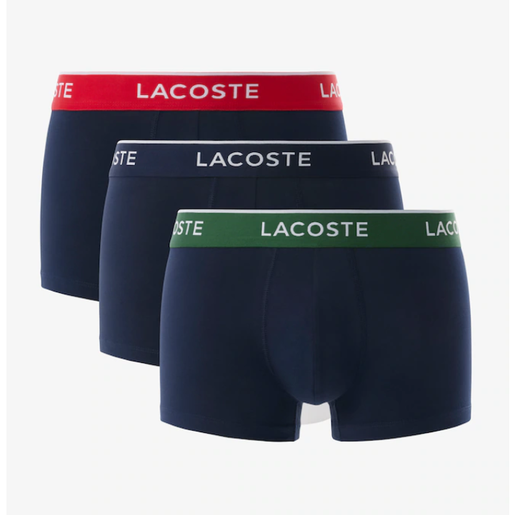 Lacoste Stretch Cotton Trunks (3 Pack) - HY0 Navy Blue/Green