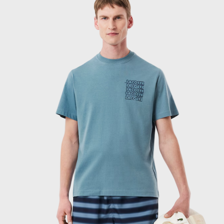 Lacoste TH0288 Cotton Jersey Graphic T-Shirt - Blue Cun