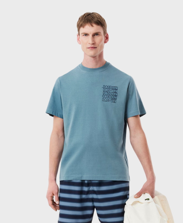 Lacoste TH0288 Cotton Jersey Graphic T-Shirt - Blue Cun