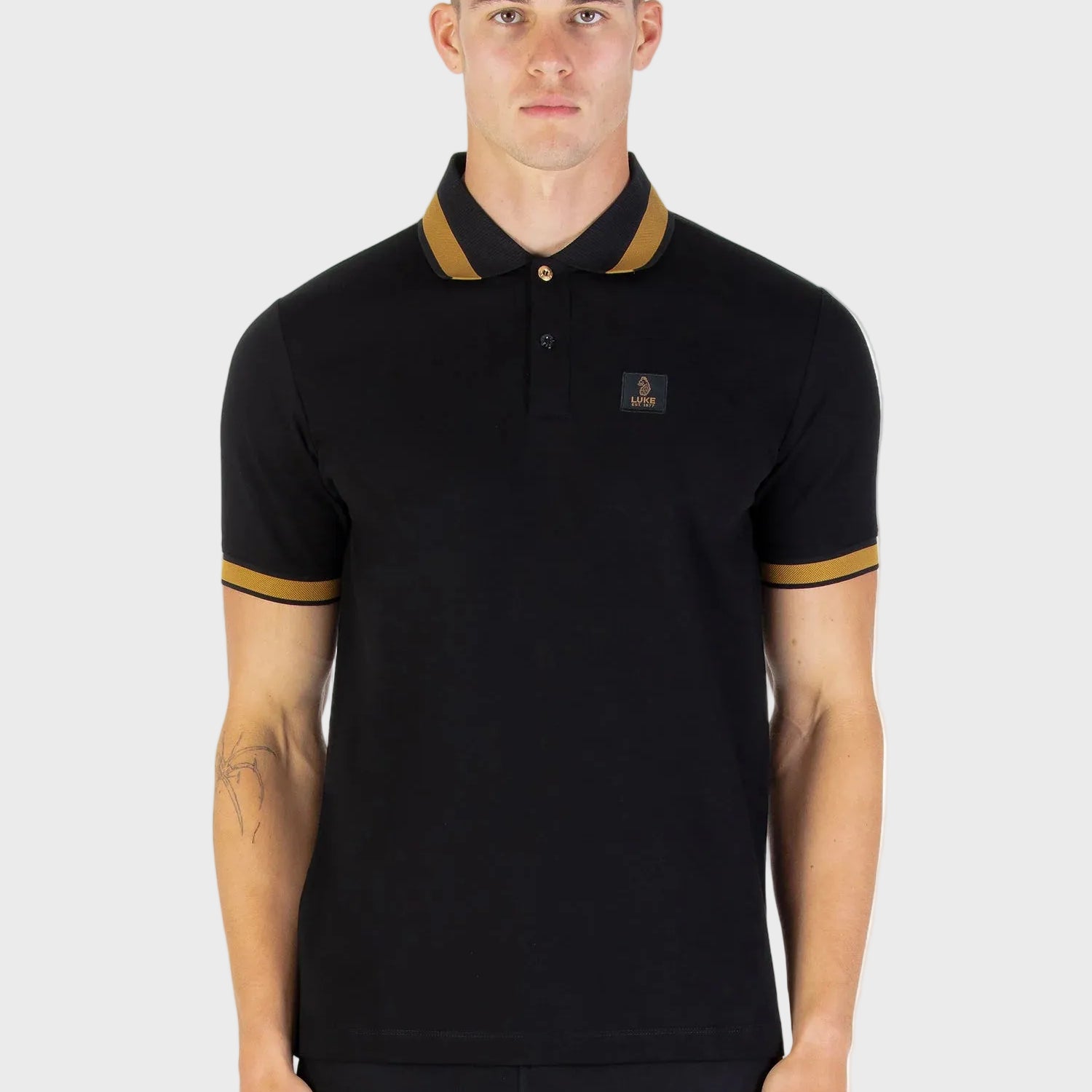 Luke 1977 Makati Honeycomb Textured Polo Shirt - Black