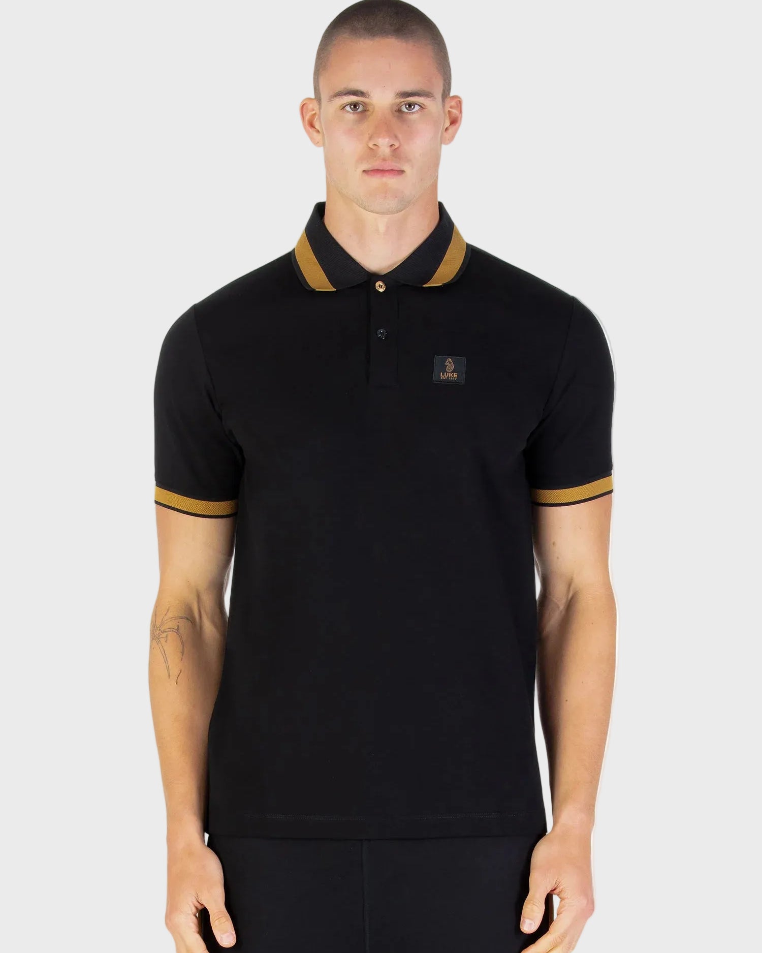 Luke 1977 Makati Honeycomb Textured Polo Shirt - Black