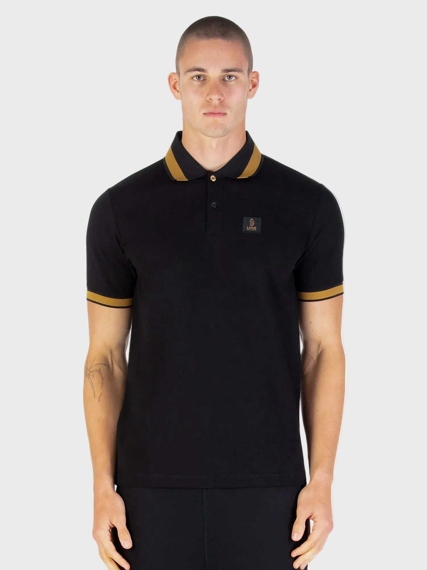 Luke 1977 Makati Honeycomb Textured Polo Shirt - Black