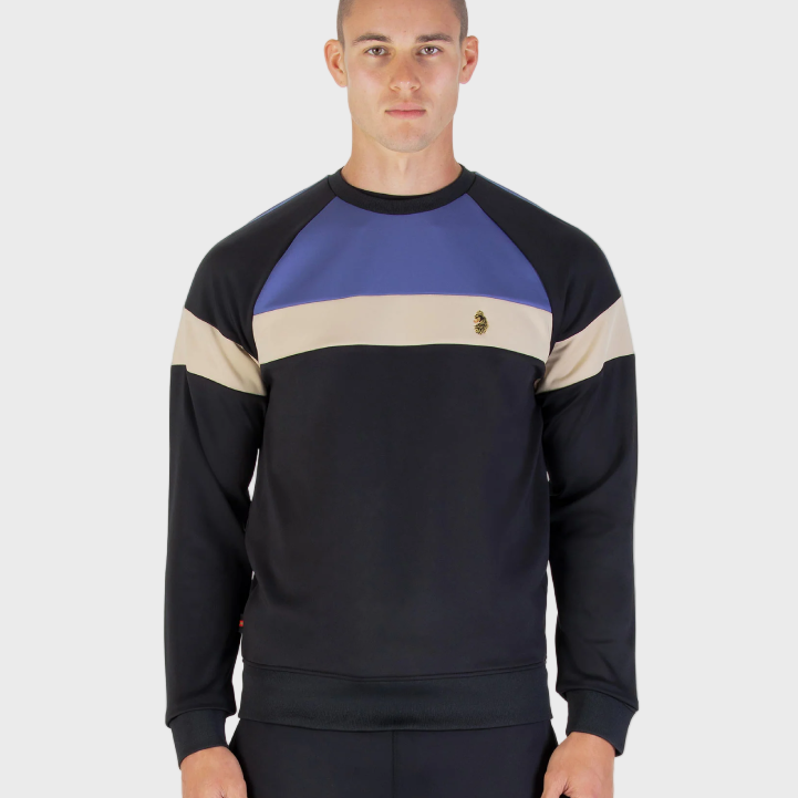 Luke 1977 Adam 3 Panelled Crewneck Sweatshirt - Black Future Dusk