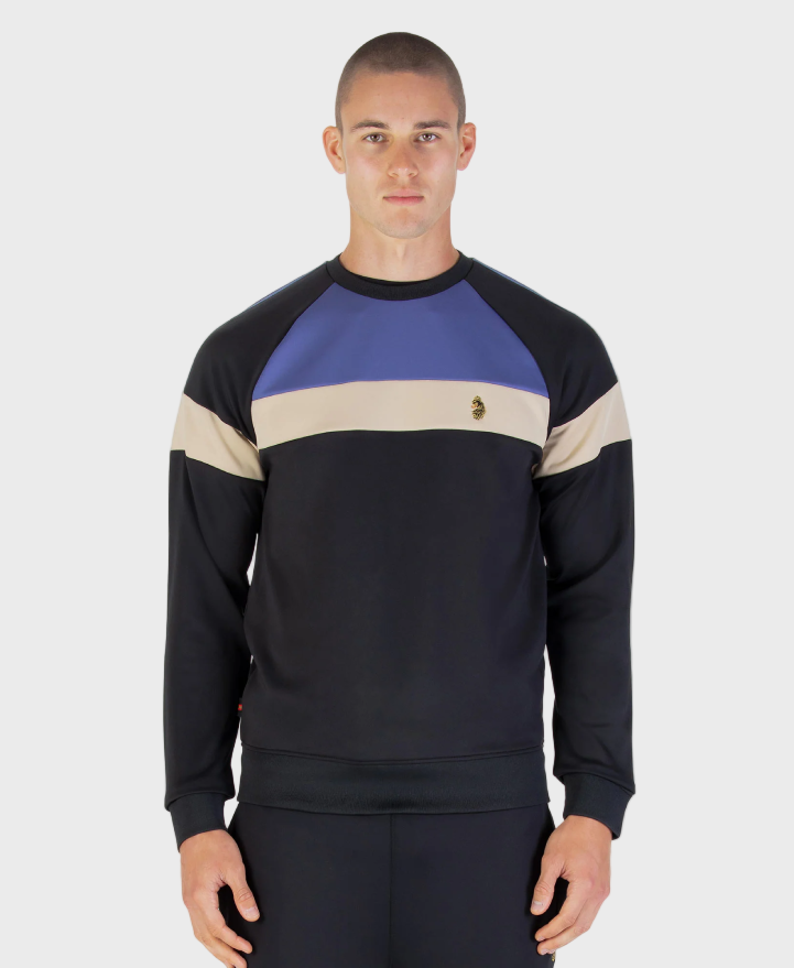 Luke 1977 Adam 3 Panelled Crewneck Sweatshirt - Black Future Dusk