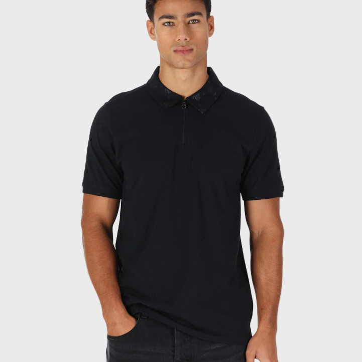 Luke 1977 M751450 Henderson Zip Polo Shirt - Black/Black