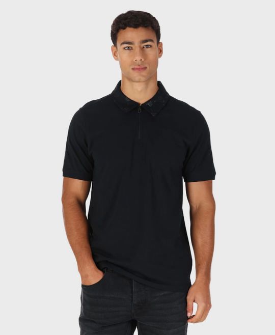 Luke 1977 M751450 Henderson Zip Polo Shirt - Black/Black