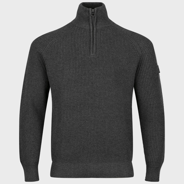 Luke 1977 M810652 Watton Plated Quarter Zip Knitwear Charcoal