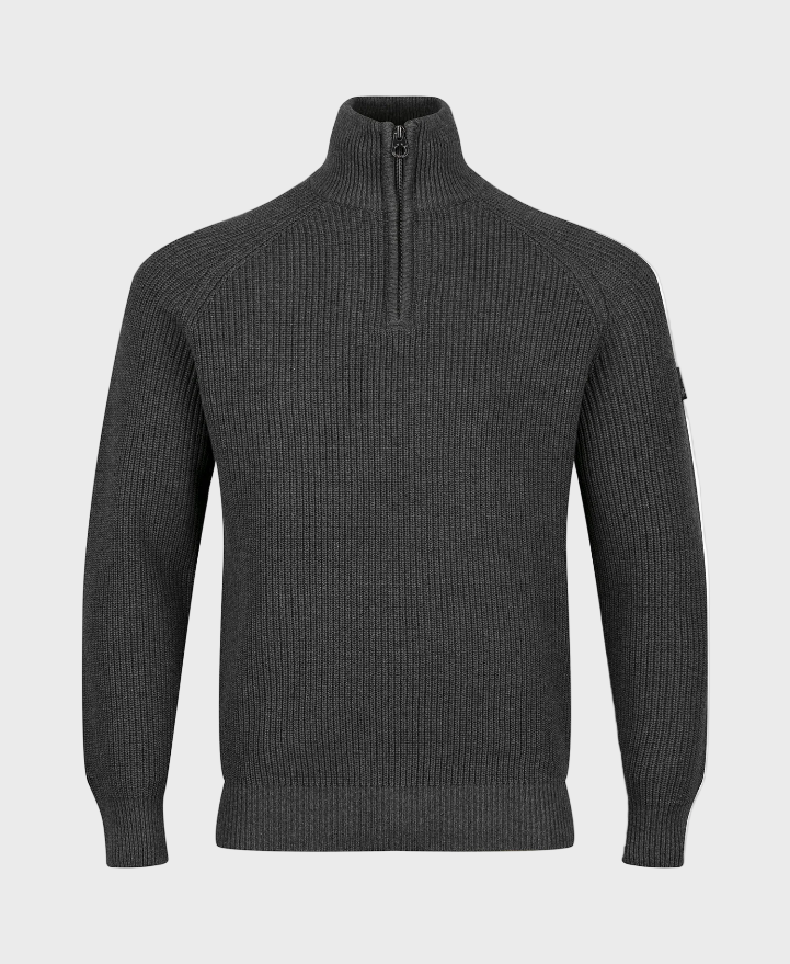 Luke 1977 M810652 Watton Plated Quarter Zip Knitwear Charcoal