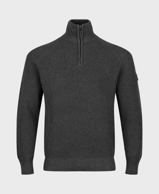 Luke 1977 M810652 Watton Plated Quarter Zip Knitwear Charcoal