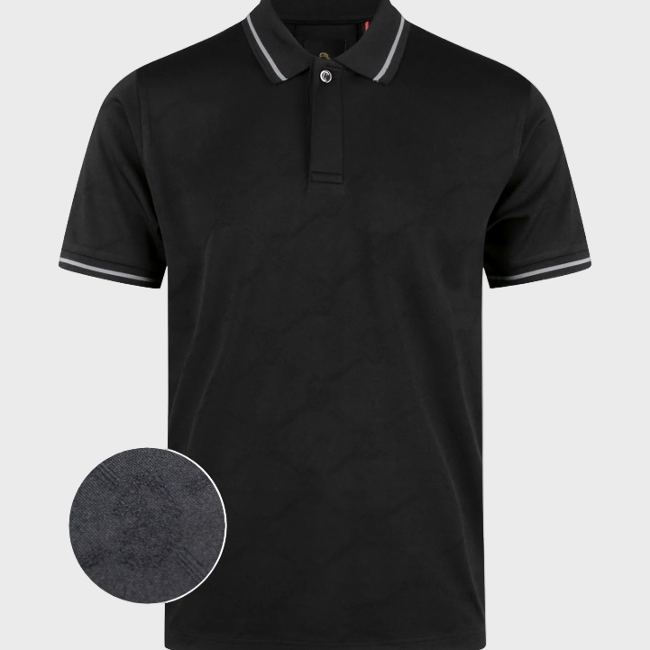 Luke 1977 Saxon Textured Polo Shirt - Black