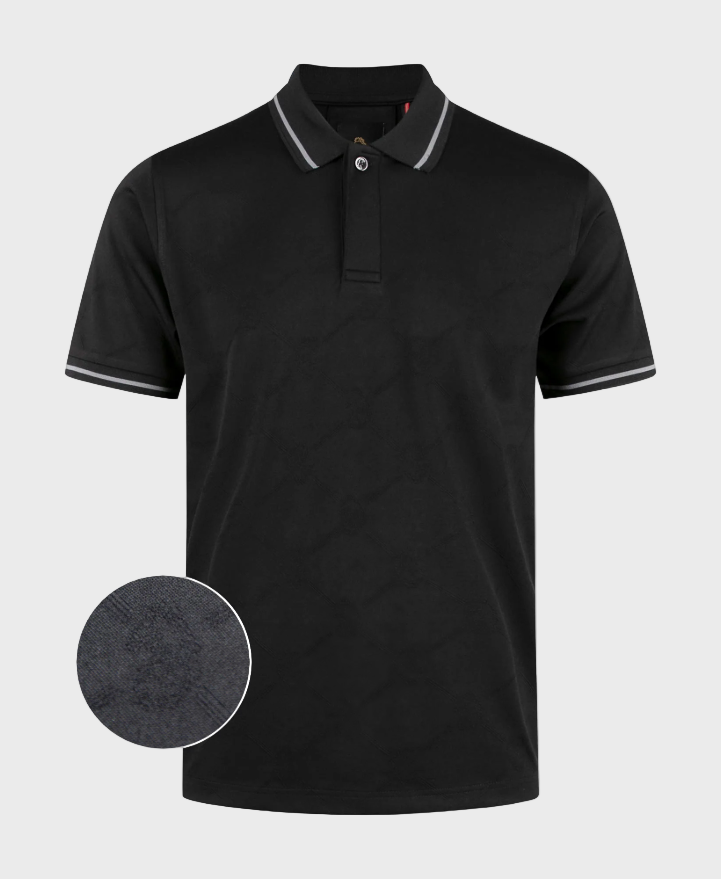 Luke 1977 Saxon Textured Polo Shirt - Black