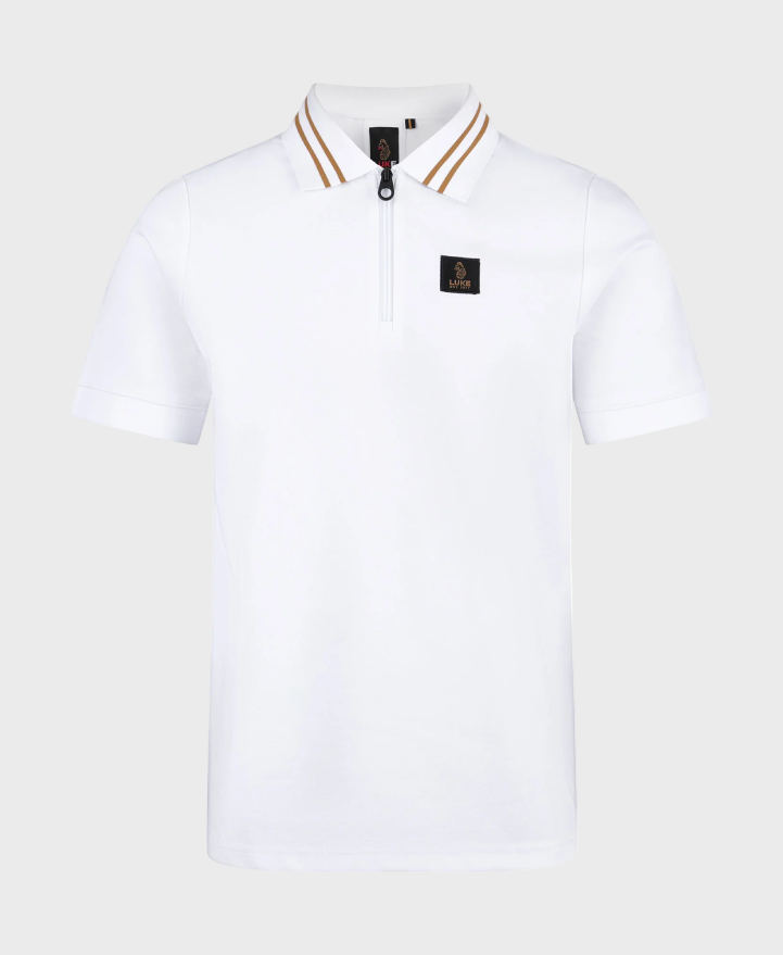 Luke 1977 Throop Zip Neck Polo - White/Gold