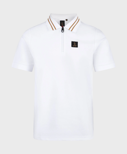 Luke 1977 Throop Zip Neck Polo - White/Gold